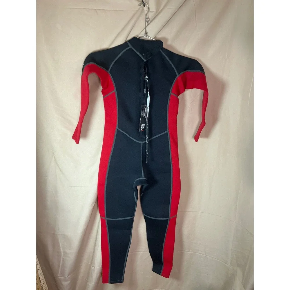 Hevto Kids Wetsuit Youth 12 Black Red New 3mm Full Body Scuba Diving Surfing